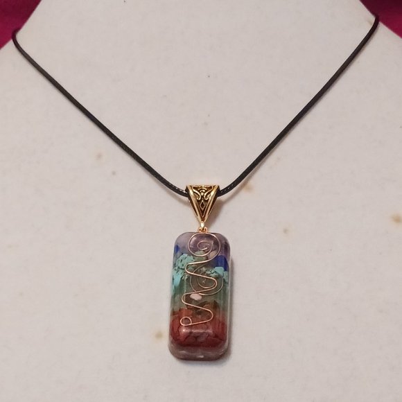 Source Unknown Jewelry - 7 Chakra Pendant Copper Coil Necklace NWOT